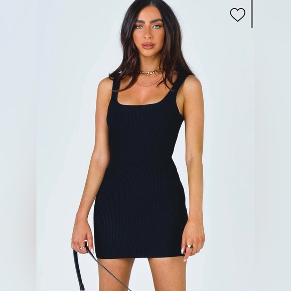Princess Polly Black Ribbed Mini Dress - Picture 1 of 2